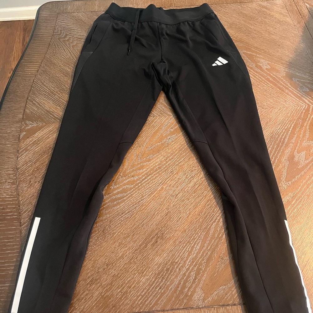 Adidas Black Track Pants with Reflective Stripes
